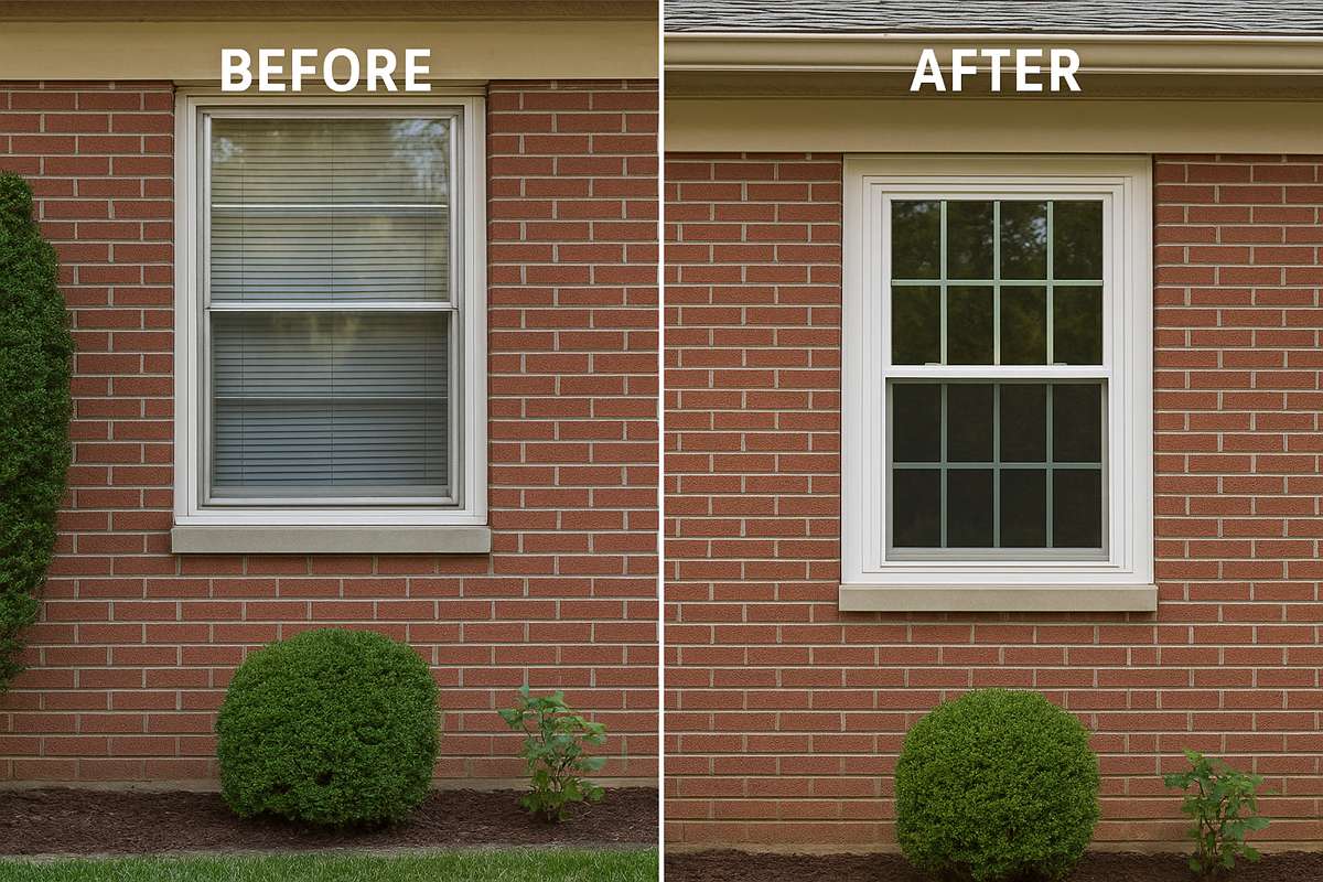 Before and after window replacement in Shadeland, Lexington KY